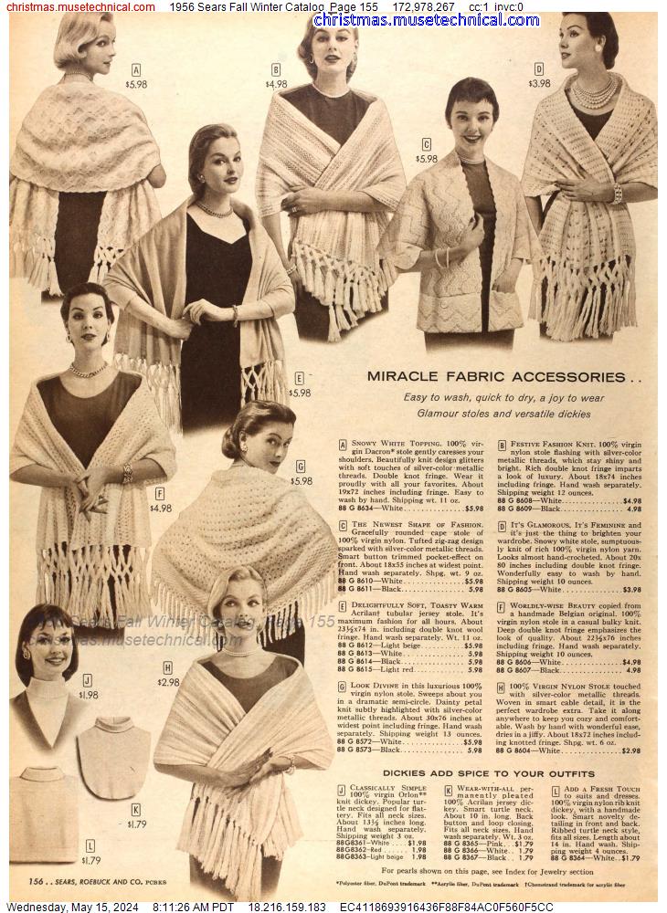 1956 Sears Fall Winter Catalog, Page 155