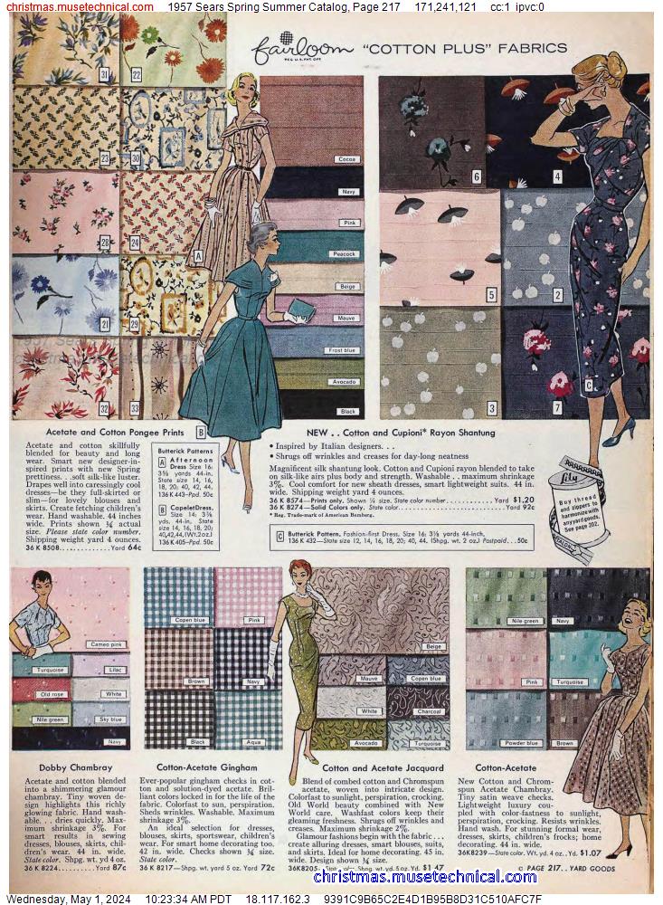 1957 Sears Spring Summer Catalog, Page 217