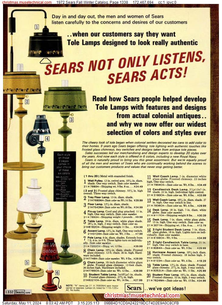 1972 Sears Fall Winter Catalog, Page 1338