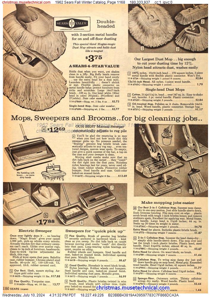 1962 Sears Fall Winter Catalog, Page 1168