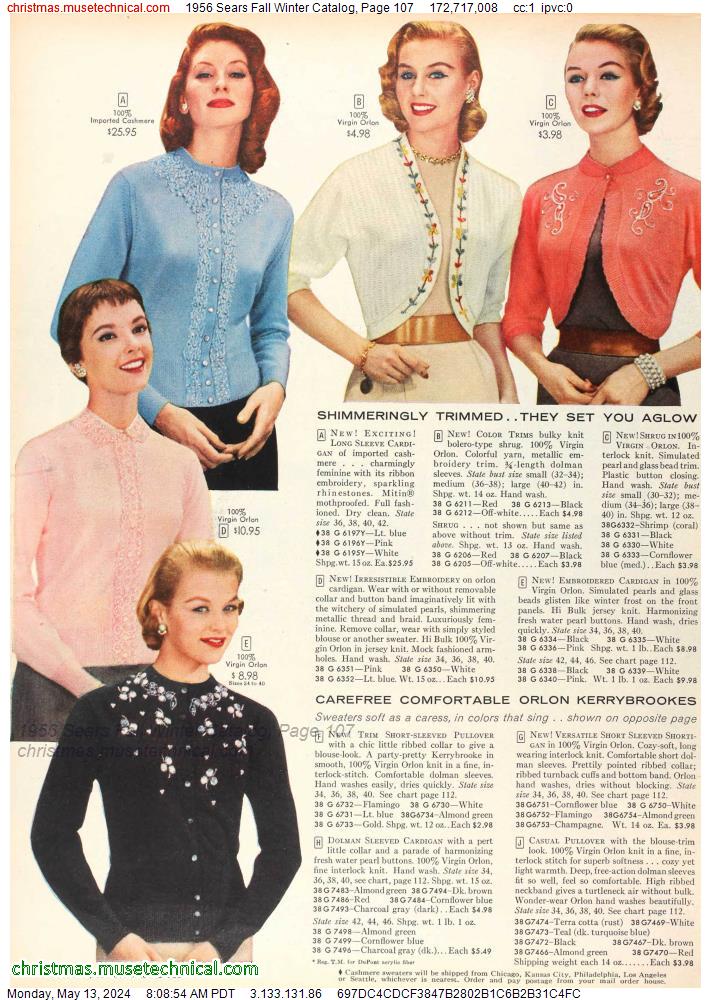 1956 Sears Fall Winter Catalog, Page 107