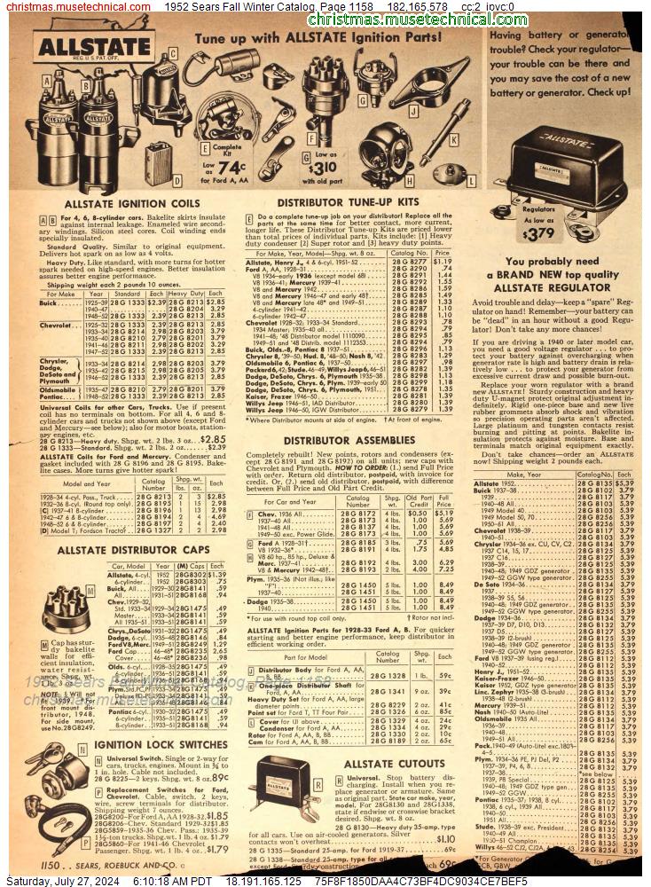 1952 Sears Fall Winter Catalog, Page 1158