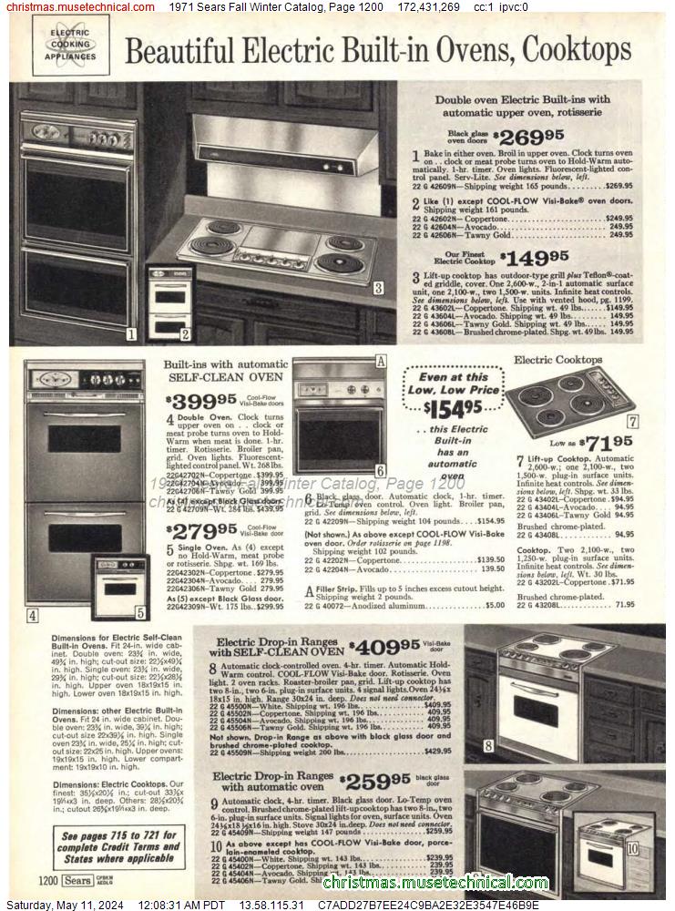1971 Sears Fall Winter Catalog, Page 1200