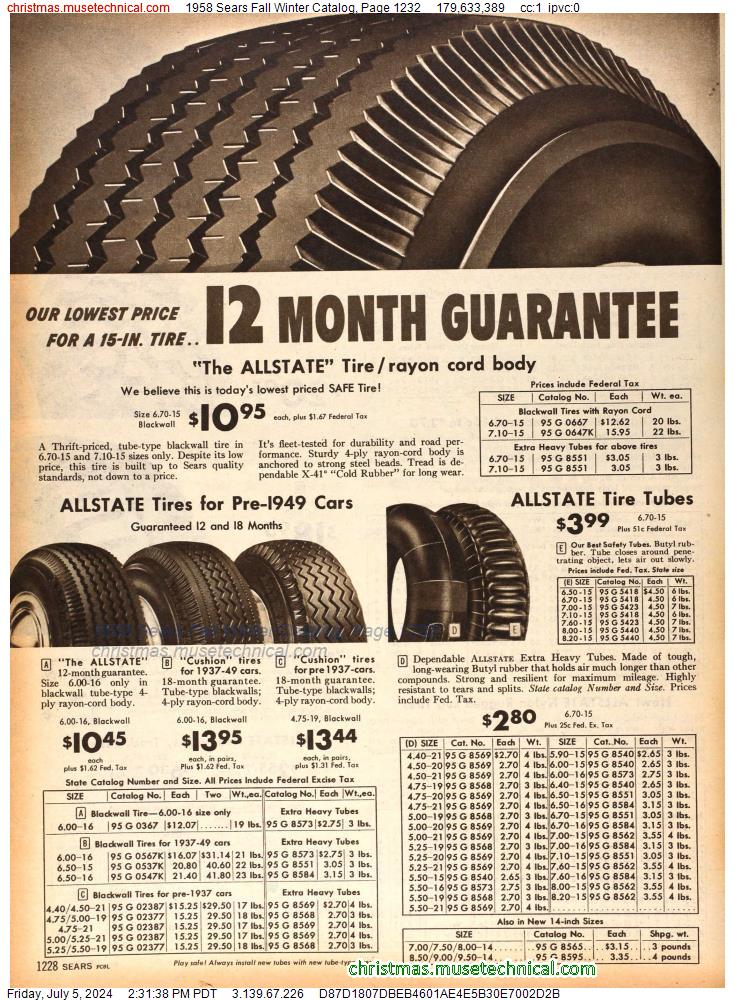 1958 Sears Fall Winter Catalog, Page 1232