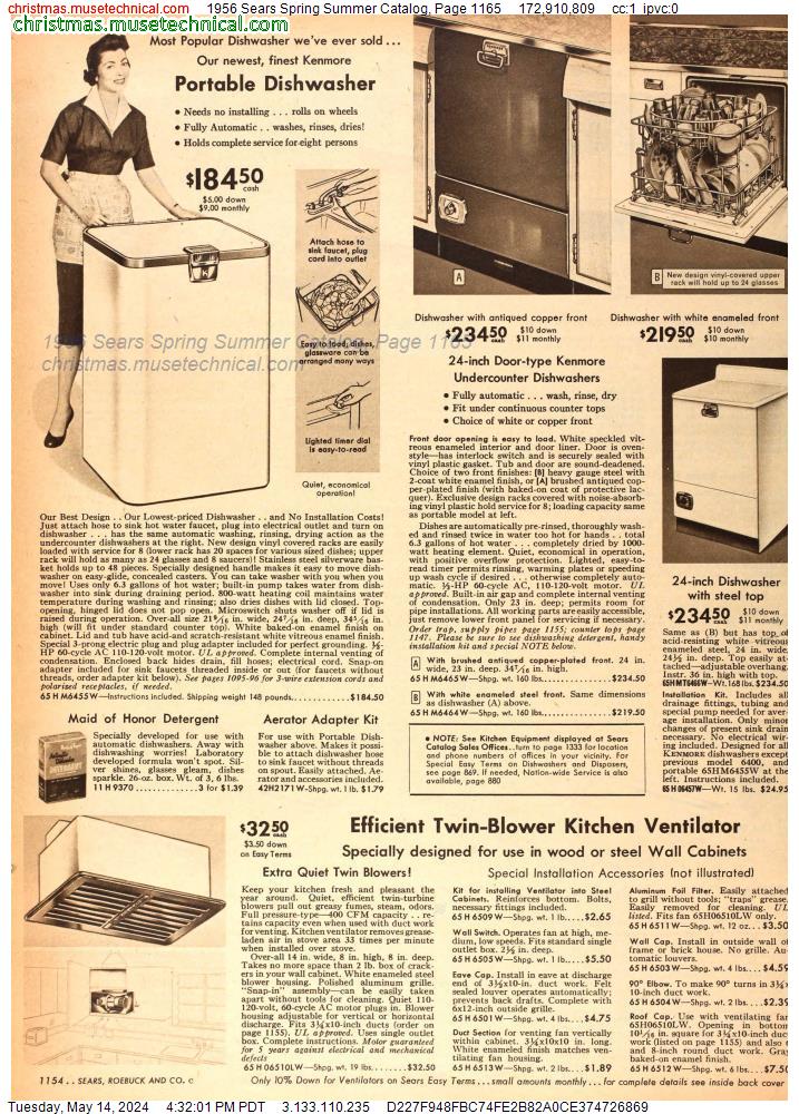 1956 Sears Spring Summer Catalog, Page 1165