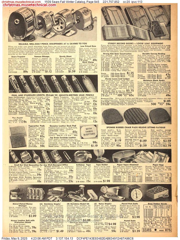 1939 Sears Fall Winter Catalog, Page 945
