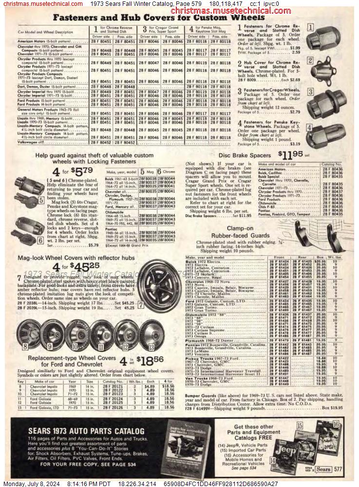 1973 Sears Fall Winter Catalog, Page 579