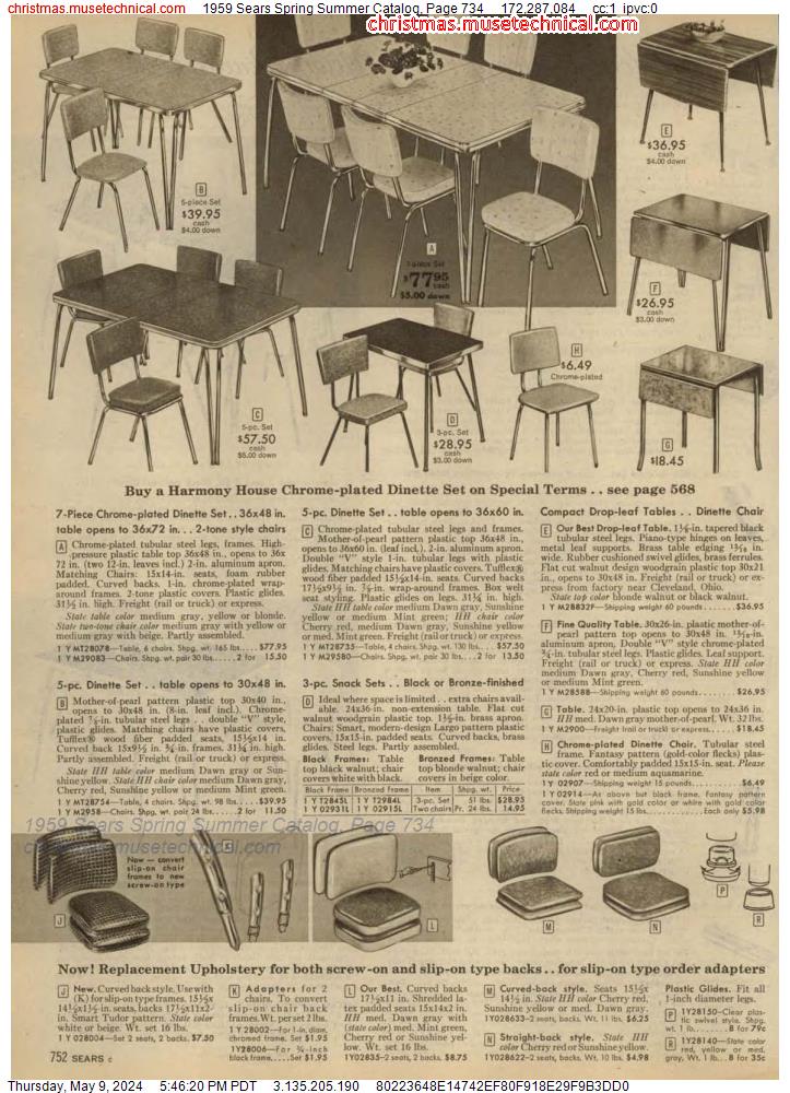 1959 Sears Spring Summer Catalog, Page 734