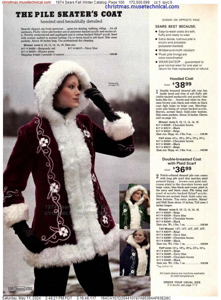 1974 Sears Fall Winter Catalog, Page 100