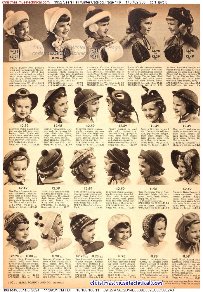 1952 Sears Fall Winter Catalog, Page 146