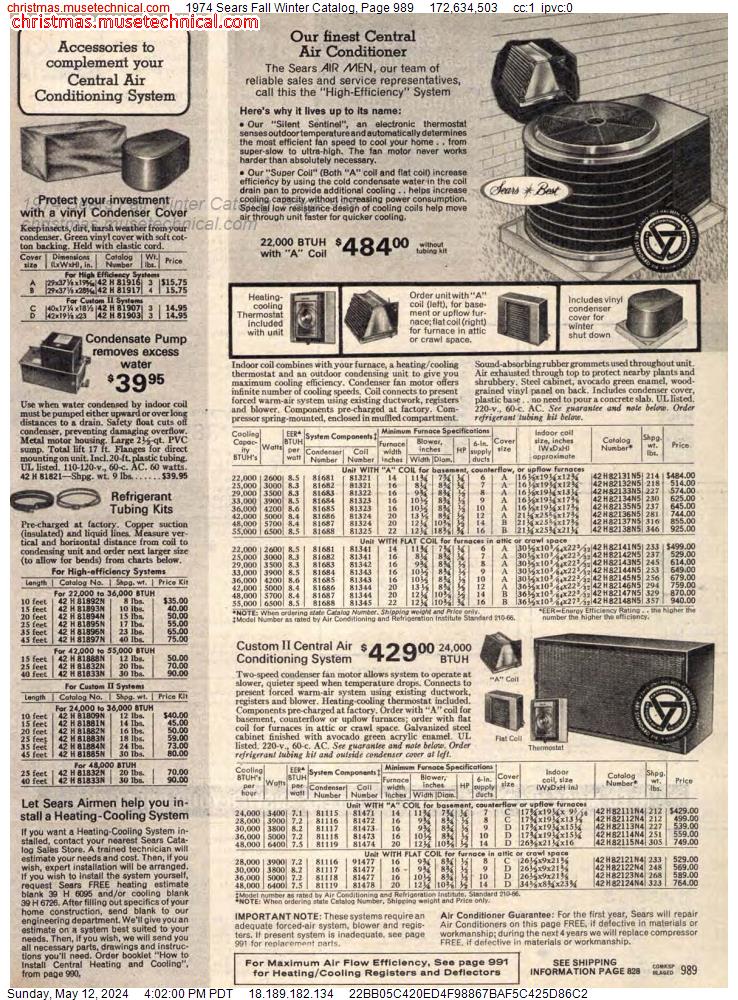 1974 Sears Fall Winter Catalog, Page 989