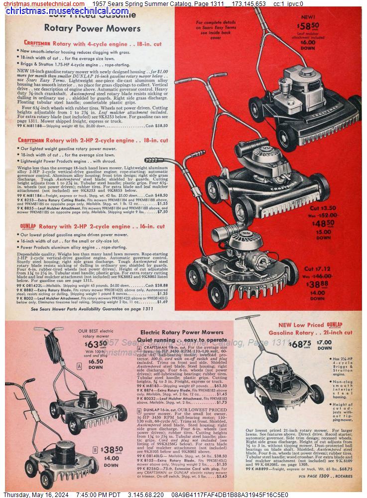 1957 Sears Spring Summer Catalog, Page 1311