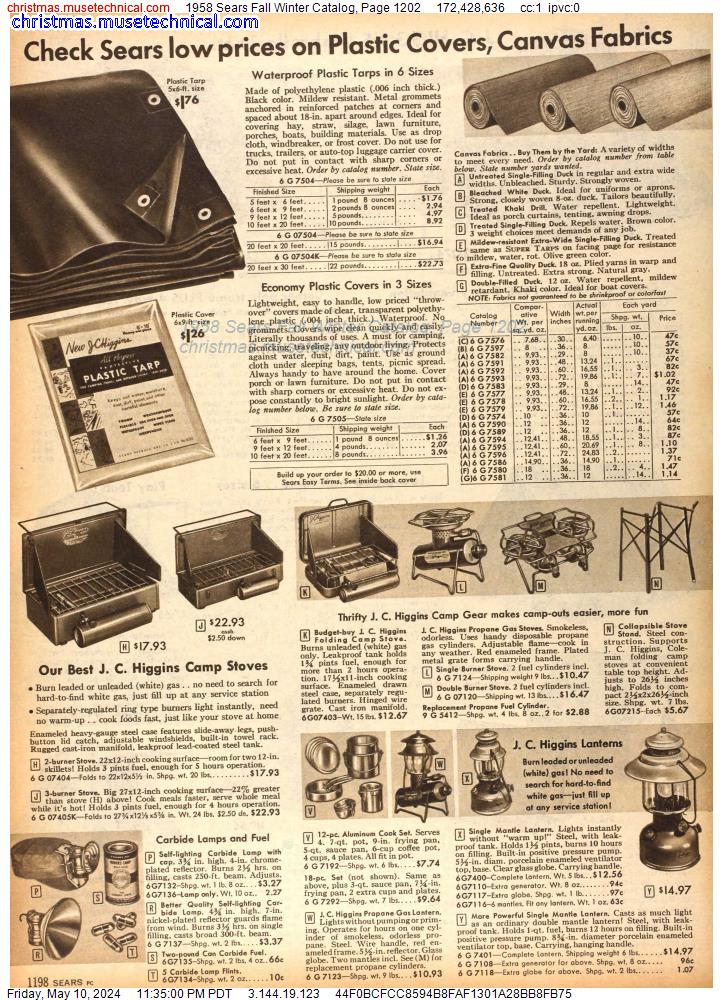 1958 Sears Fall Winter Catalog, Page 1202