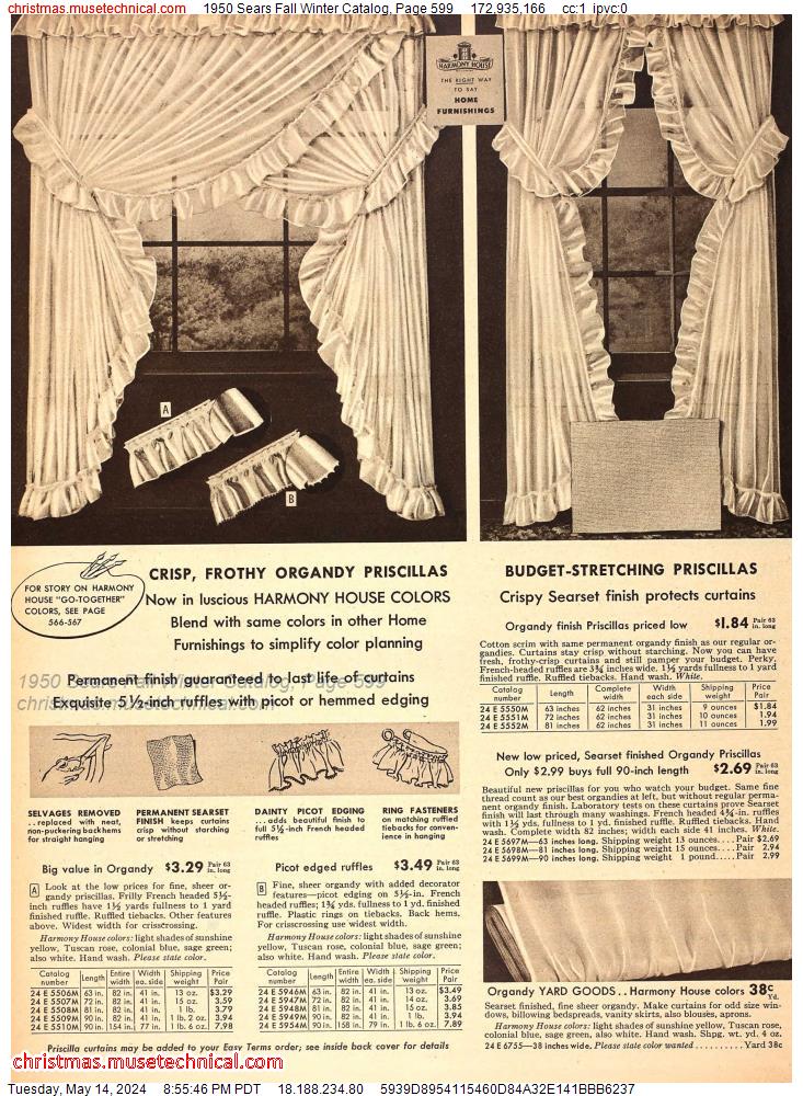 1950 Sears Fall Winter Catalog, Page 599