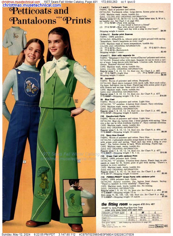 1977 Sears Fall Winter Catalog, Page 481