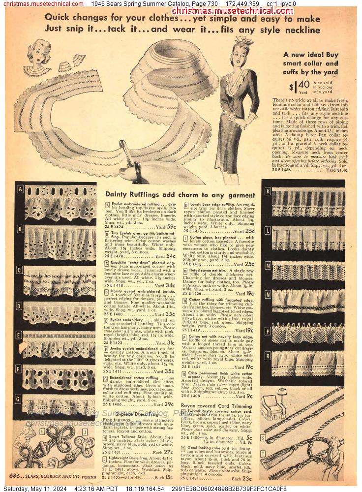 1946 Sears Spring Summer Catalog, Page 730