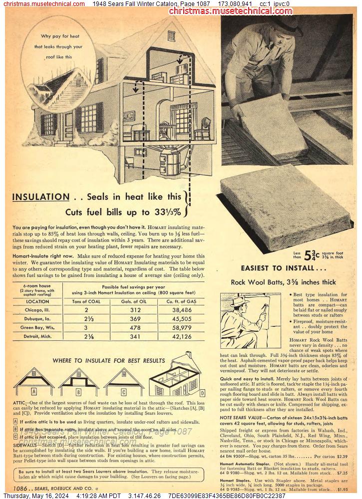 1948 Sears Fall Winter Catalog, Page 1087