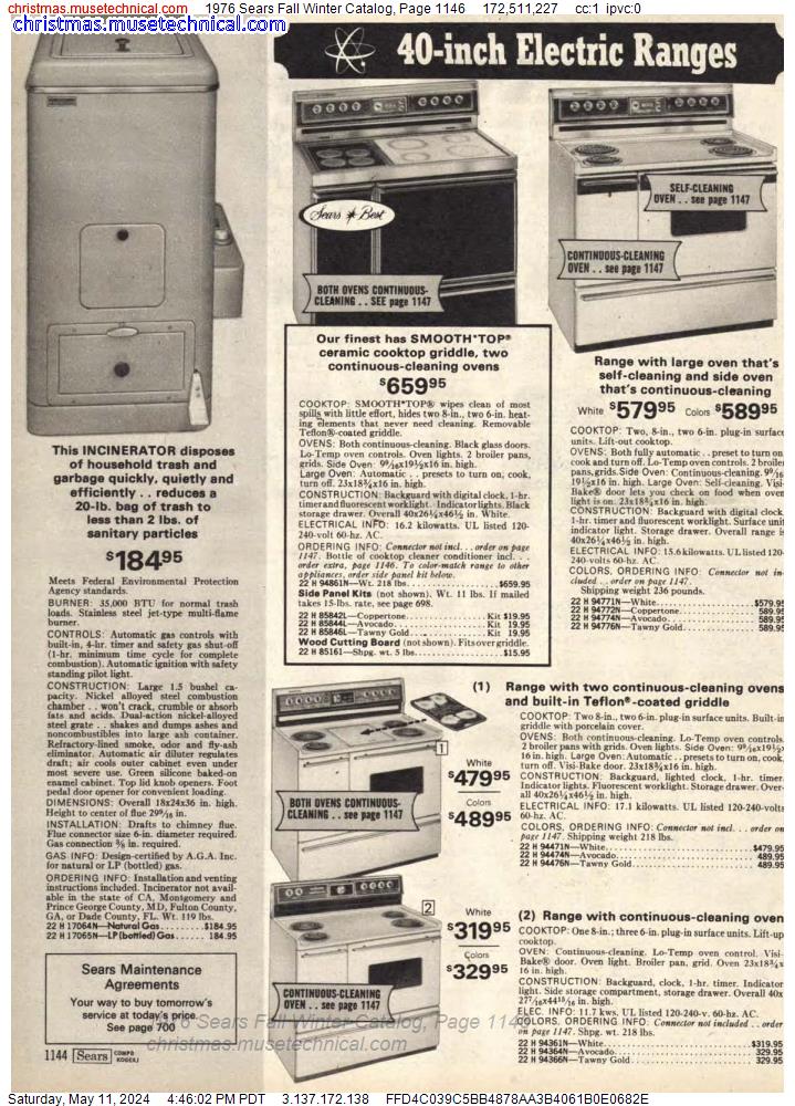 1976 Sears Fall Winter Catalog, Page 1146