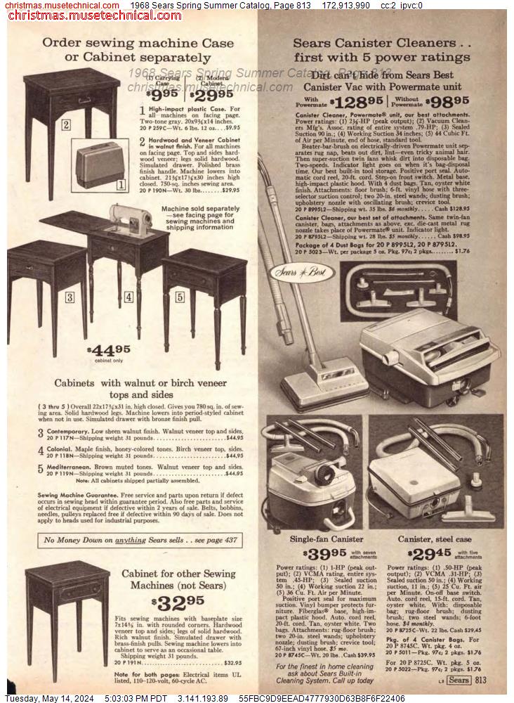 1968 Sears Spring Summer Catalog, Page 813