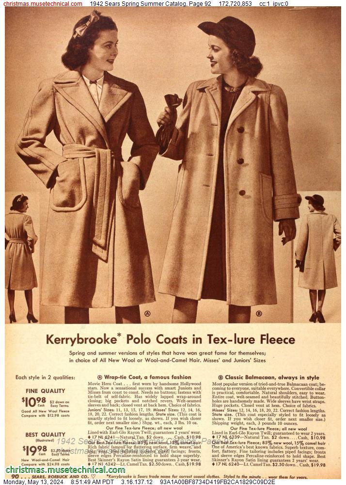 1942 Sears Spring Summer Catalog, Page 92