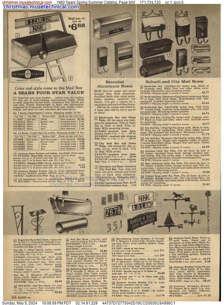 1962 Sears Spring Summer Catalog, Page 900