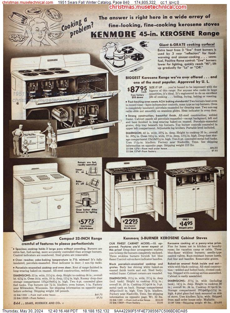 1951 Sears Fall Winter Catalog, Page 840