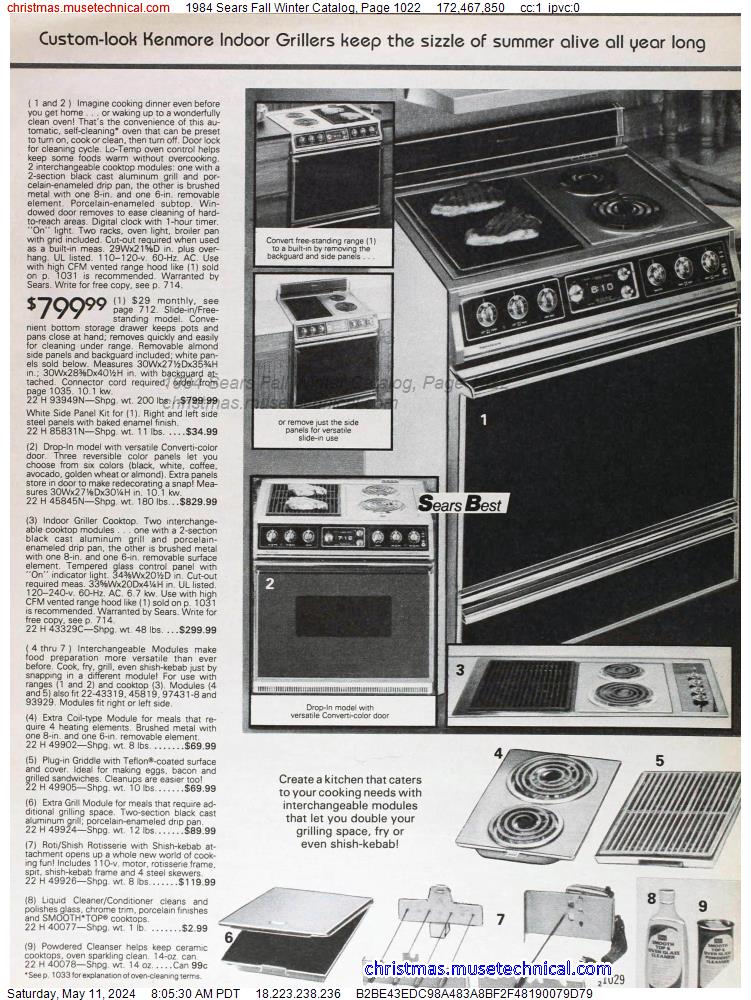 1984 Sears Fall Winter Catalog, Page 1022