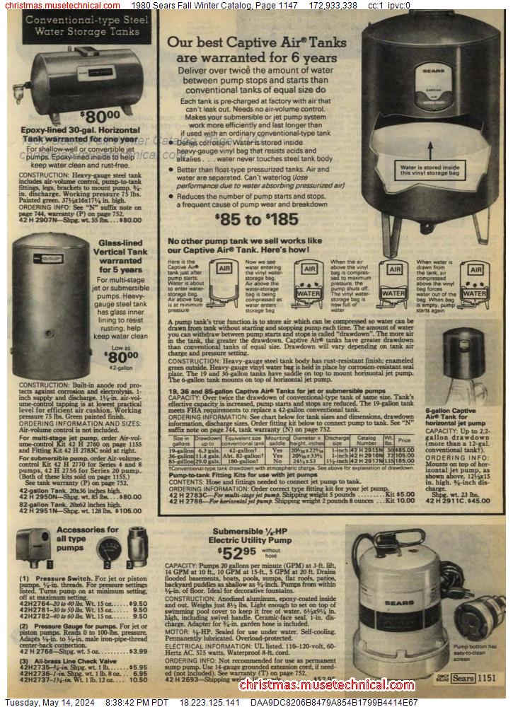 1980 Sears Fall Winter Catalog, Page 1147