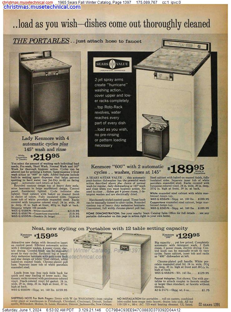 1965 Sears Fall Winter Catalog, Page 1397