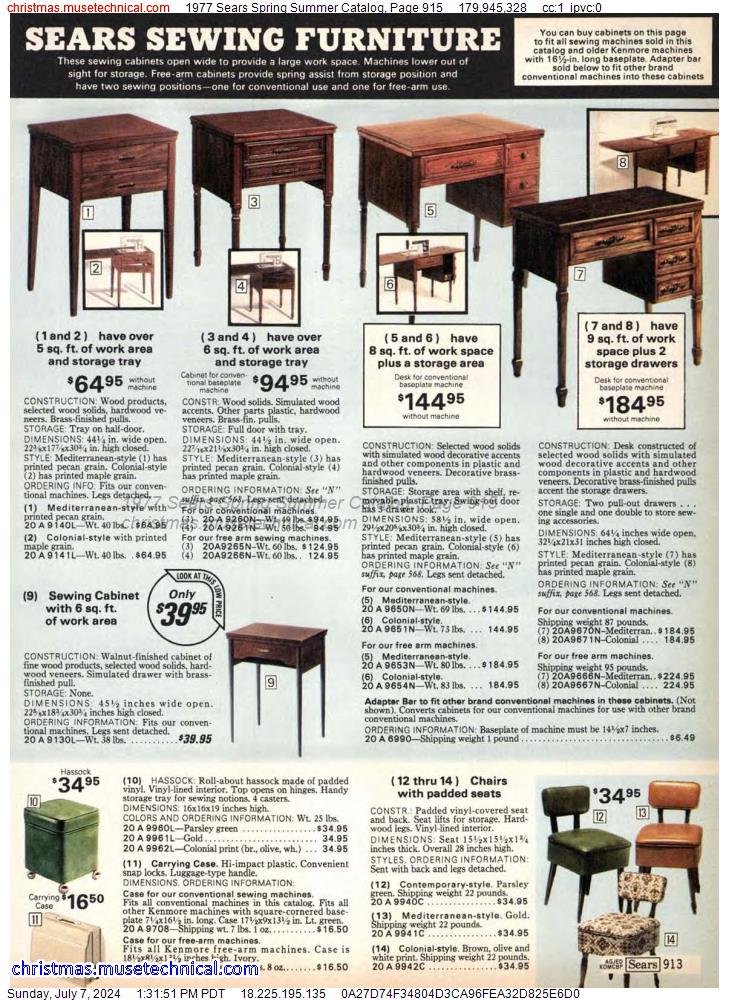 1977 Sears Spring Summer Catalog, Page 915