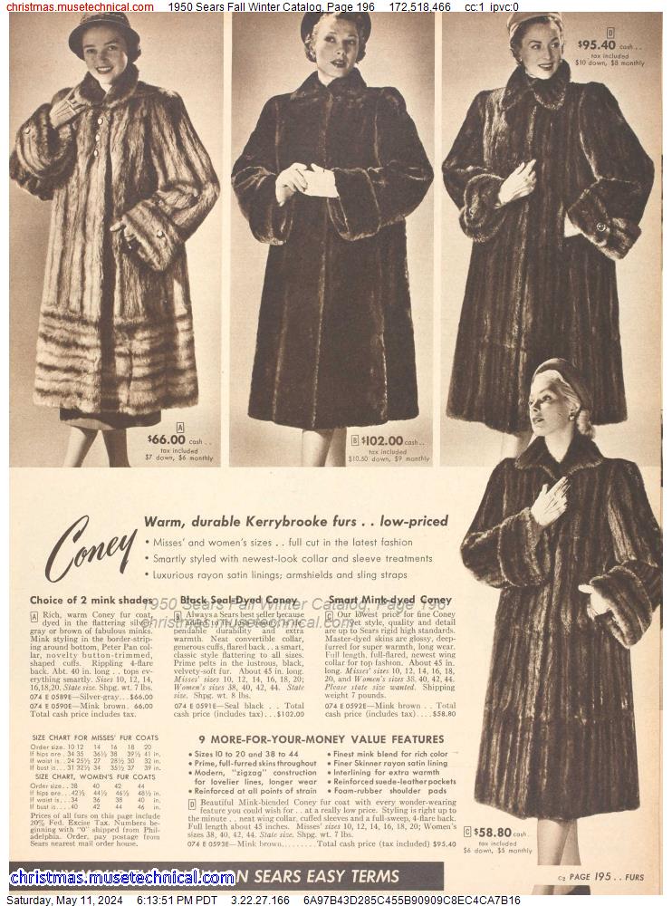 1950 Sears Fall Winter Catalog, Page 196