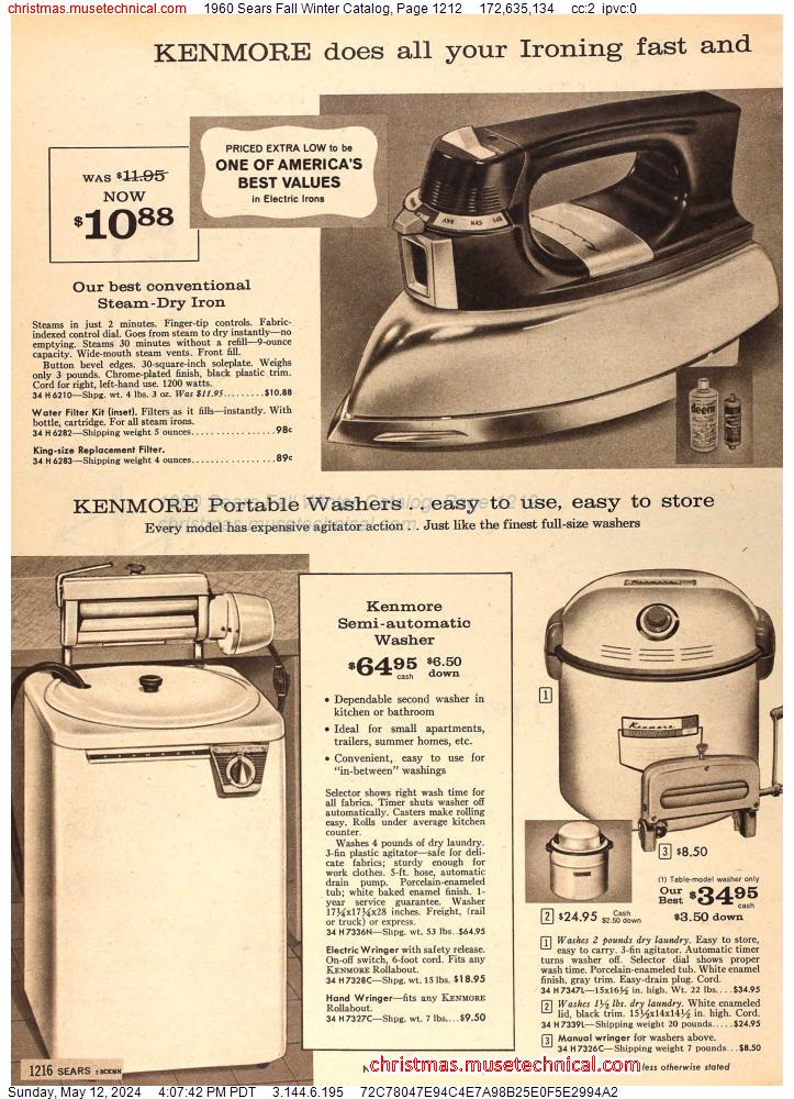 1960 Sears Fall Winter Catalog, Page 1212