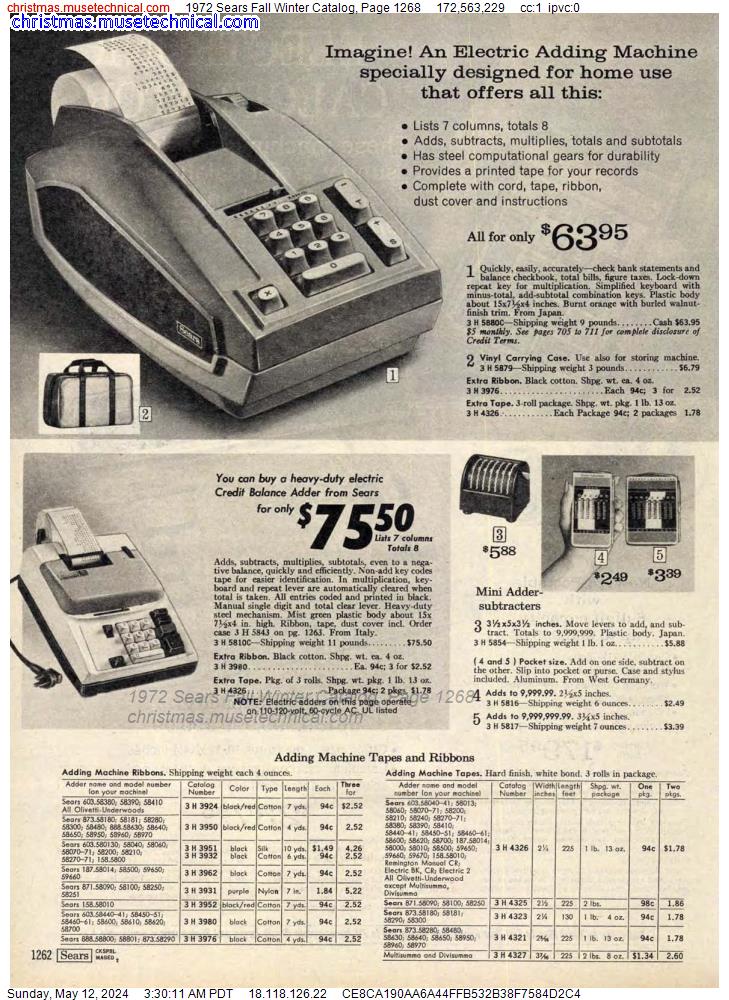 1972 Sears Fall Winter Catalog, Page 1268