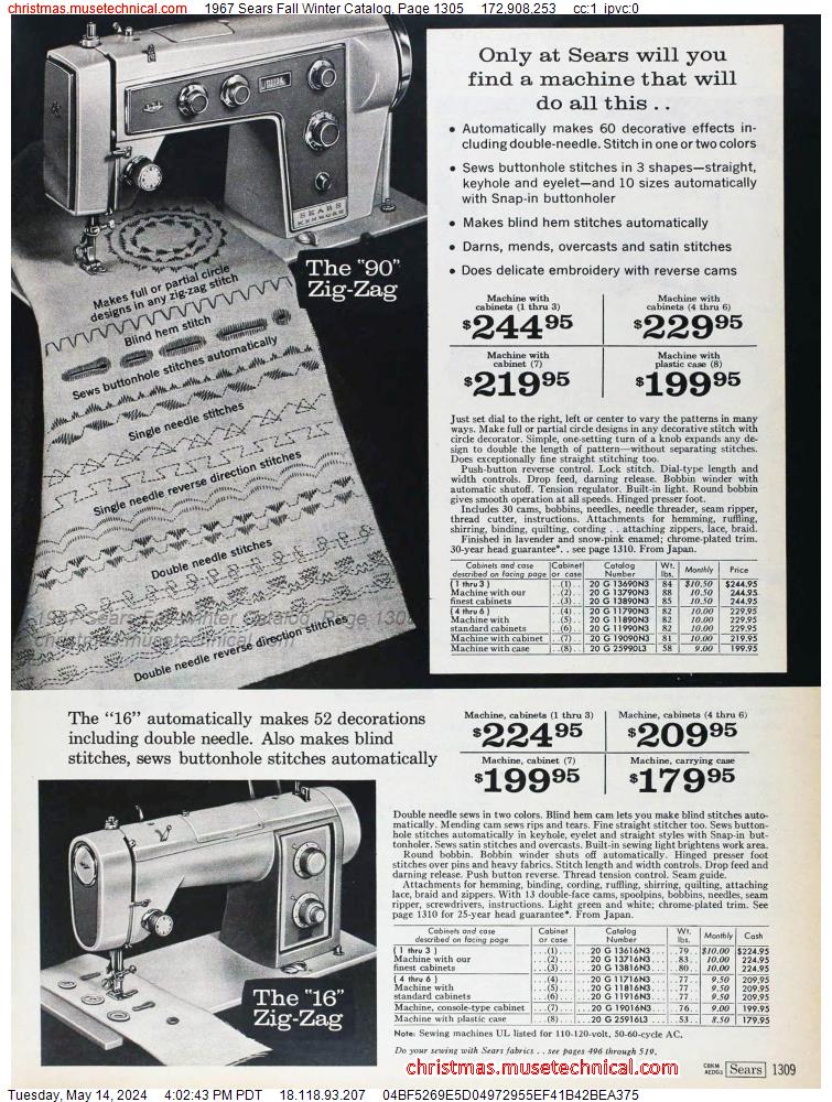 1967 Sears Fall Winter Catalog, Page 1305