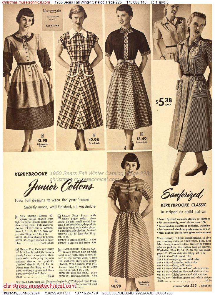 1950 Sears Fall Winter Catalog, Page 225