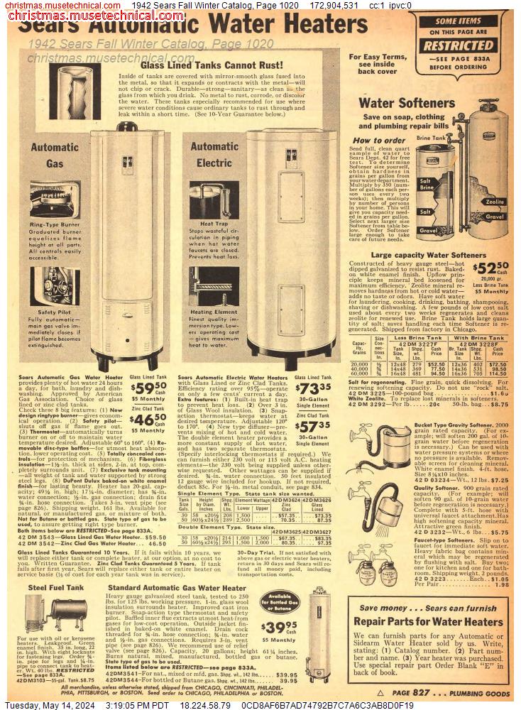 1942 Sears Fall Winter Catalog, Page 1020