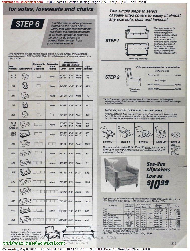 1986 Sears Fall Winter Catalog, Page 1225