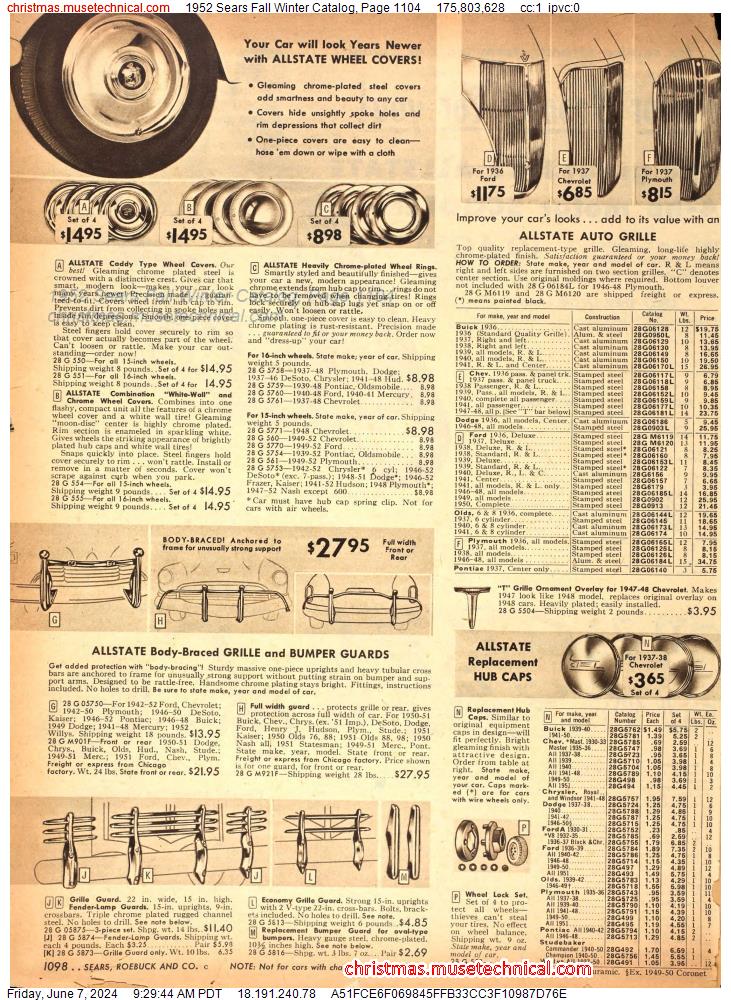 1952 Sears Fall Winter Catalog, Page 1104