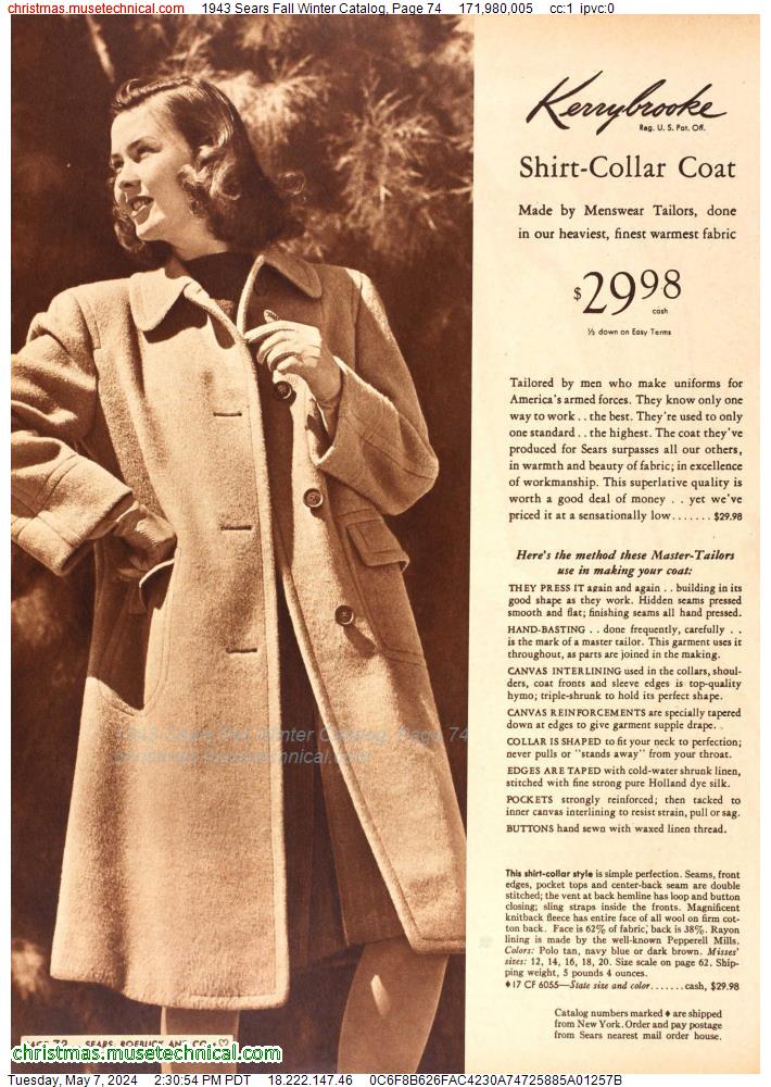 1943 Sears Fall Winter Catalog, Page 74