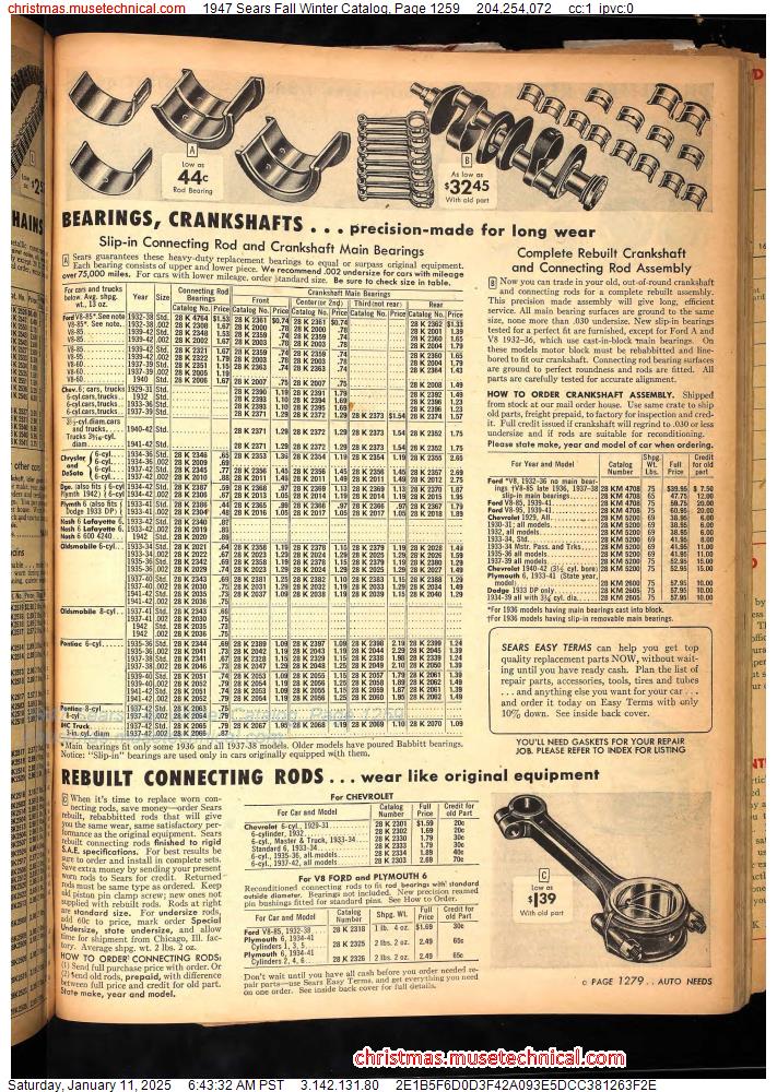 1947 Sears Fall Winter Catalog, Page 1259