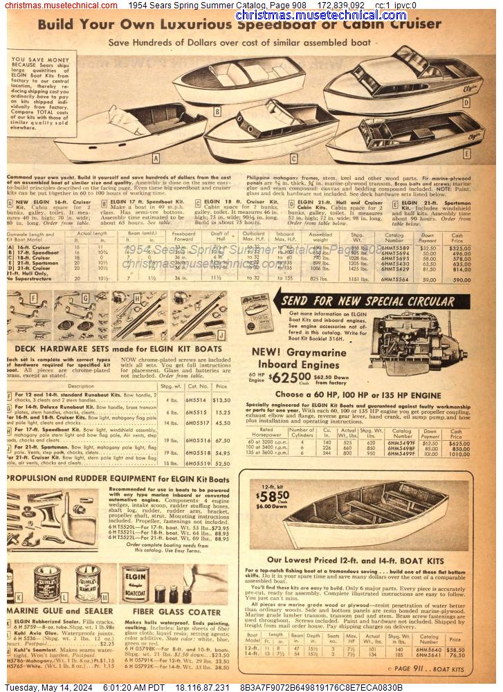 1954 Sears Spring Summer Catalog, Page 908