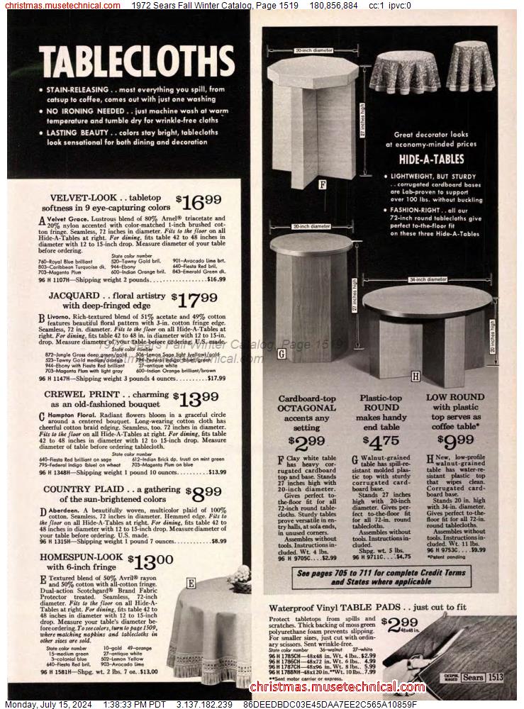 1972 Sears Fall Winter Catalog, Page 1519