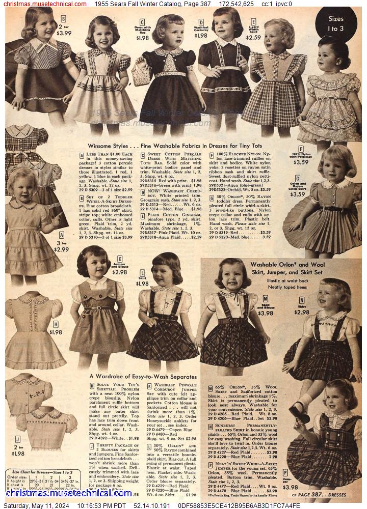 1955 Sears Fall Winter Catalog, Page 387