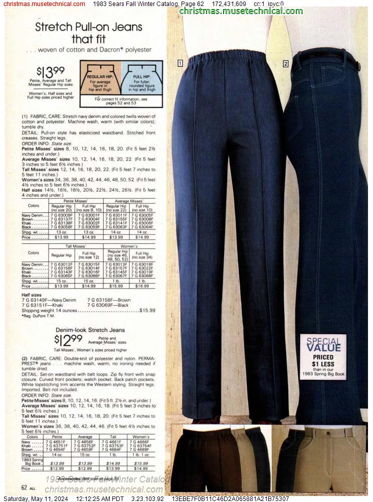 1983 Sears Fall Winter Catalog, Page 62