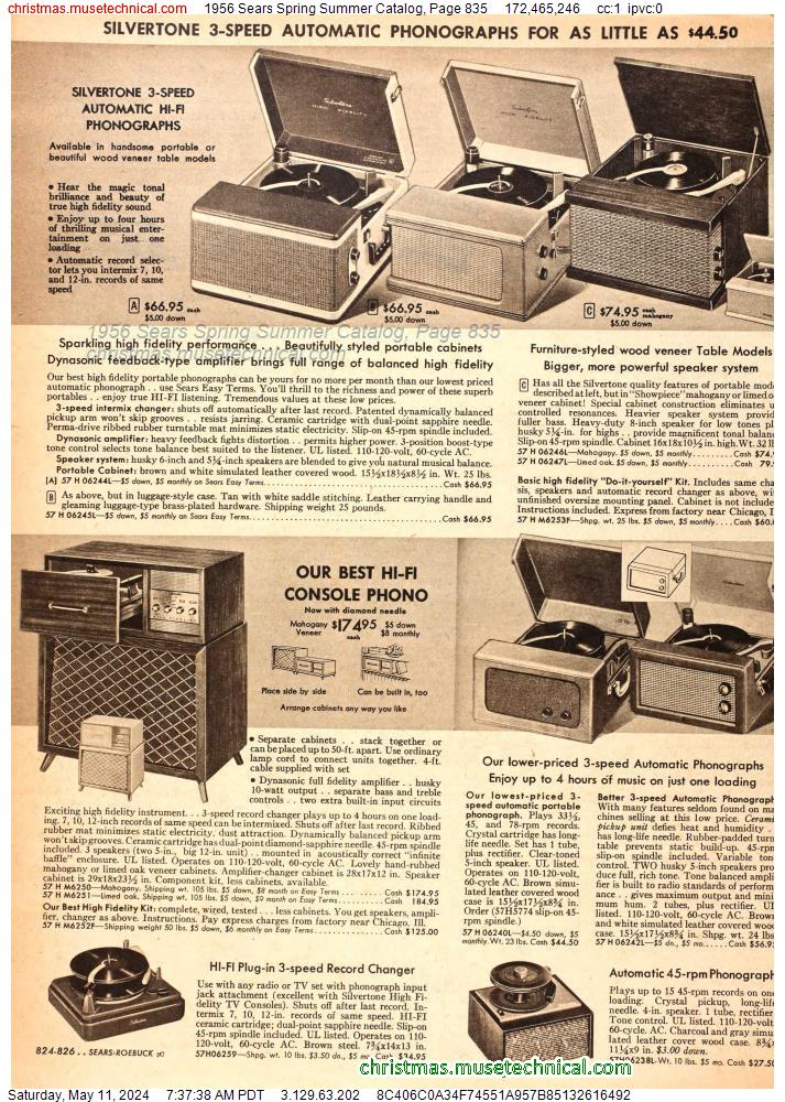 1956 Sears Spring Summer Catalog, Page 835