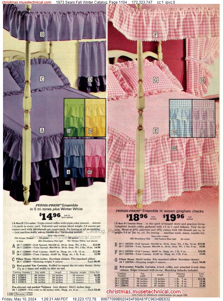 1973 Sears Fall Winter Catalog, Page 1104