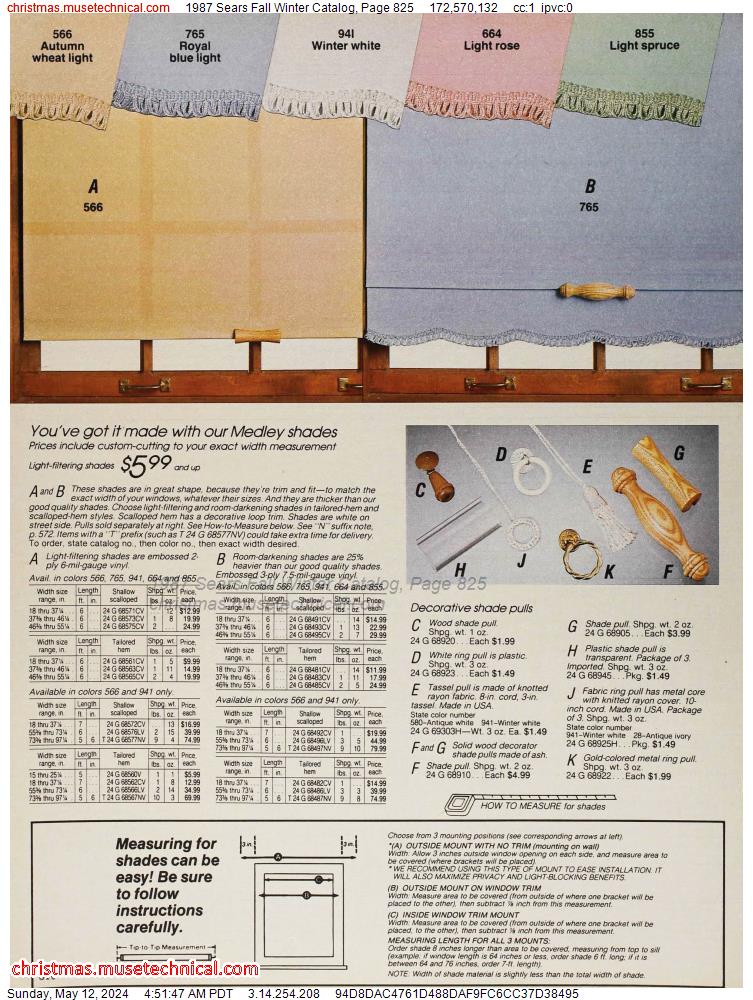 1987 Sears Fall Winter Catalog, Page 825