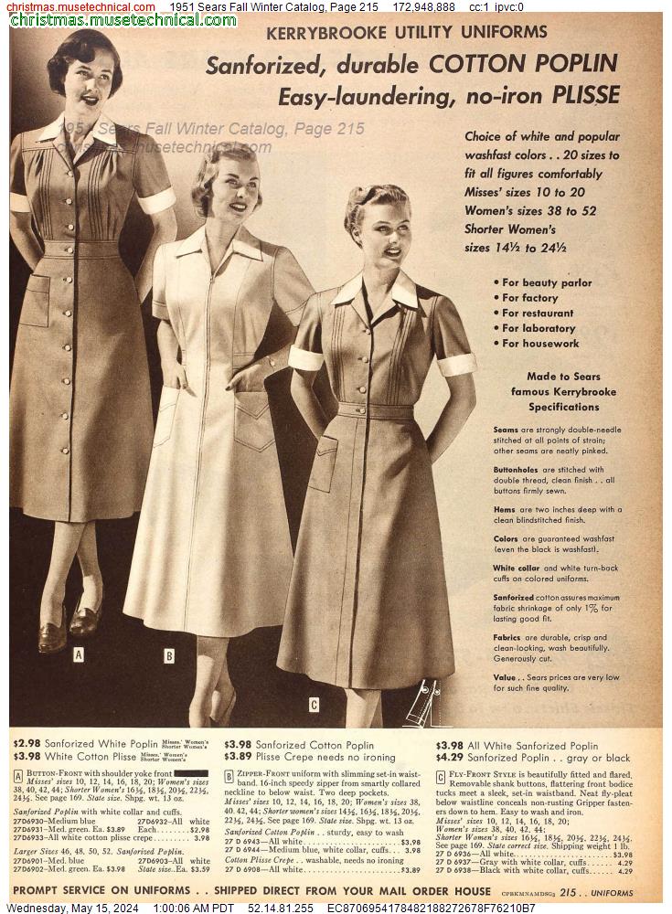 1951 Sears Fall Winter Catalog, Page 215