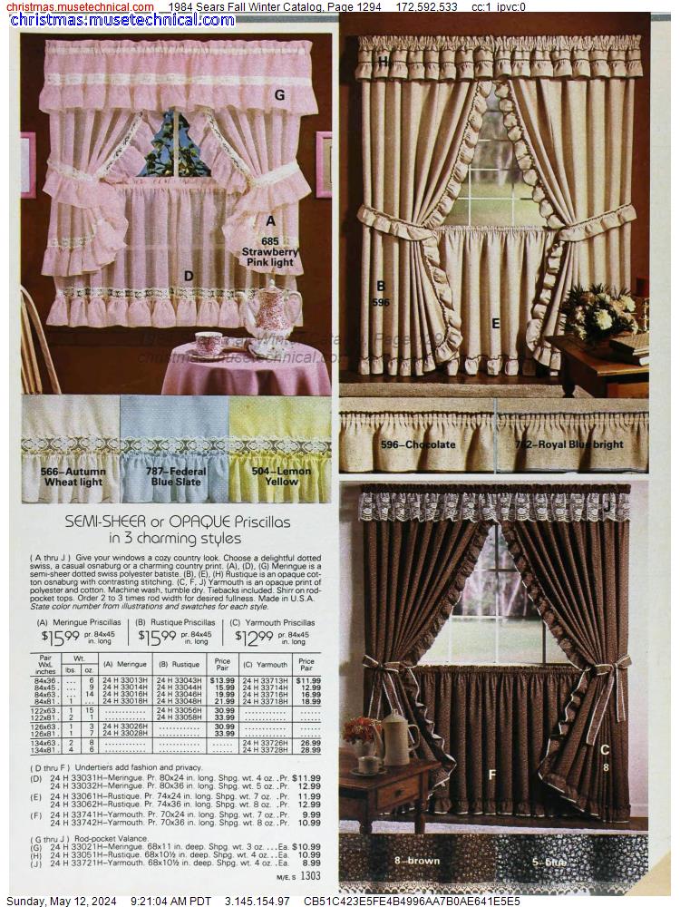 1984 Sears Fall Winter Catalog, Page 1294
