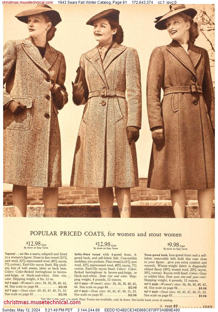 1943 Sears Fall Winter Catalog, Page 91